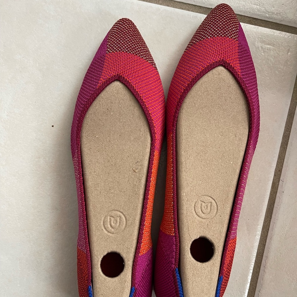 Rothy’s washable point shoes metallic pink size 7